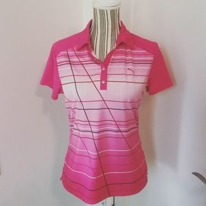 Ladies Pink Puma Short Sleeve Golf Top